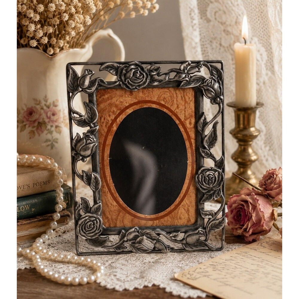 Jennifer Moore Pewter Rose Garden Photo Frame Victorian Metal Collection 3.5x5
